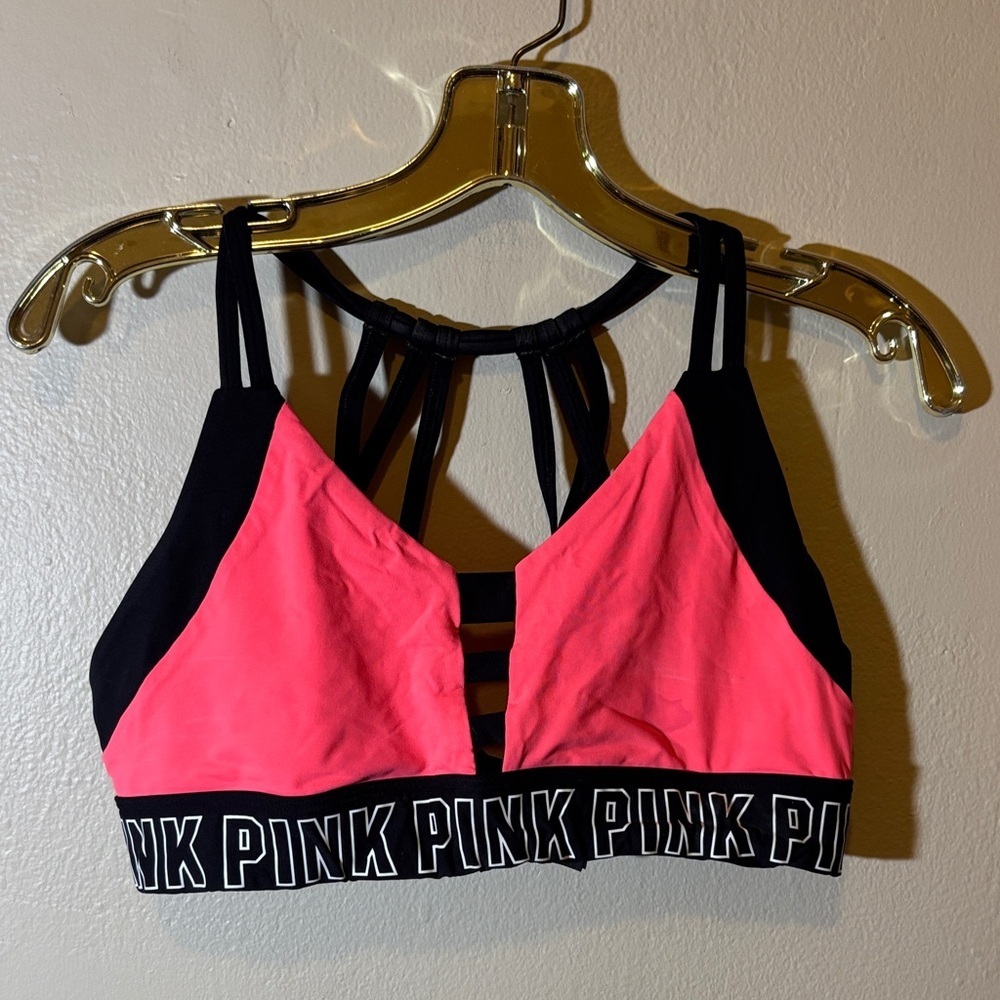 PINK Victoria's Secret Neon Pink Strappy Sports Bra